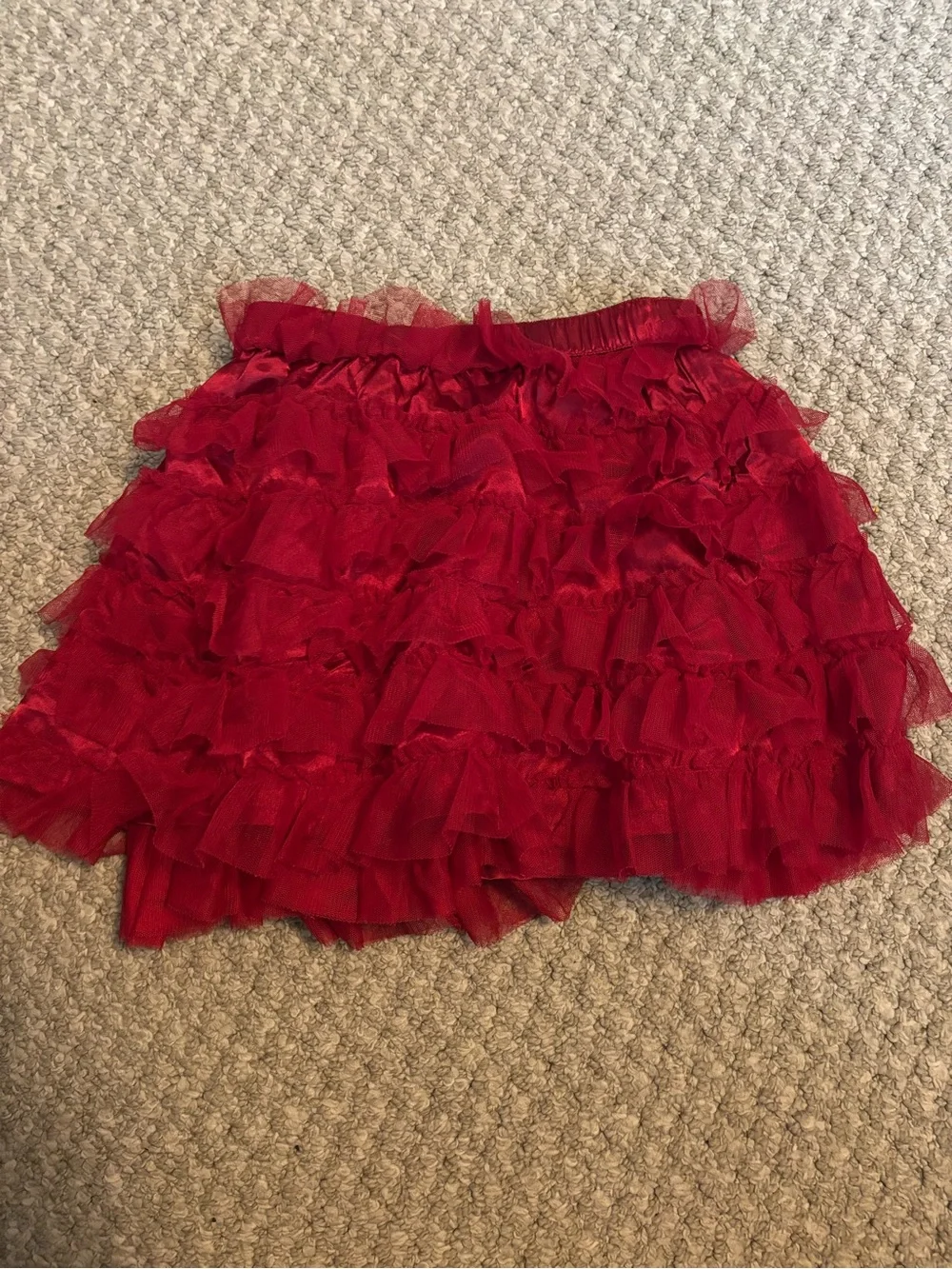 GAP Red and White Striped Cardigan with Red Tulle Skirt and Polka Dot Leggings